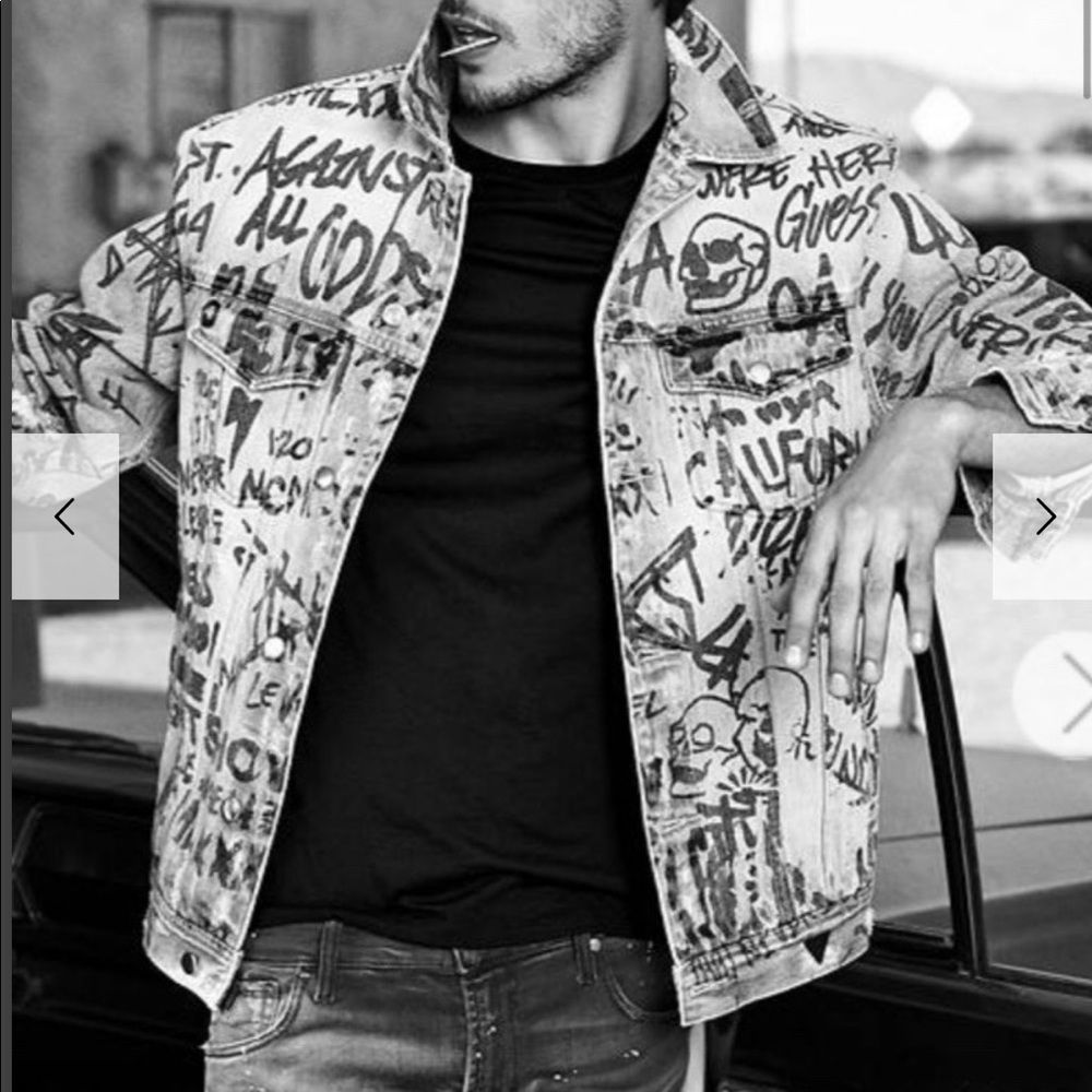 GUESS Oversized Jean Jacket With Graffiti